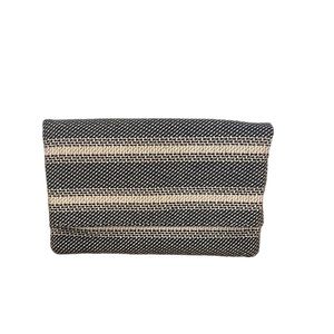Market & Spruce EUC Nichelle Woven Clutch Navy and White
